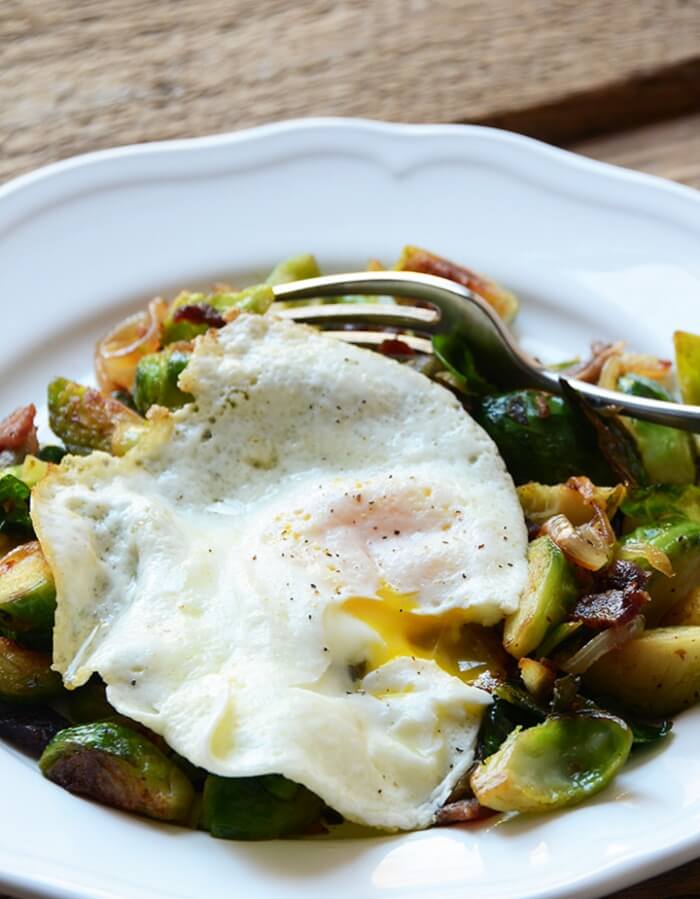 Fried Brussels Sprout Egg Hash