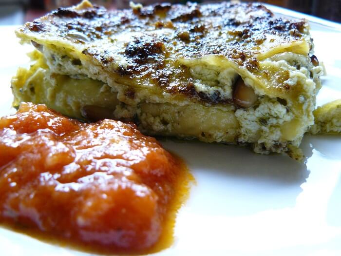 Pesto Lasagna With Spinach And Mushroom