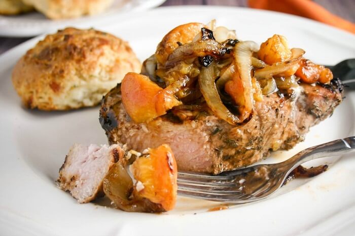 Pork Chops Served With Peaches Pork Chops Served With Peaches