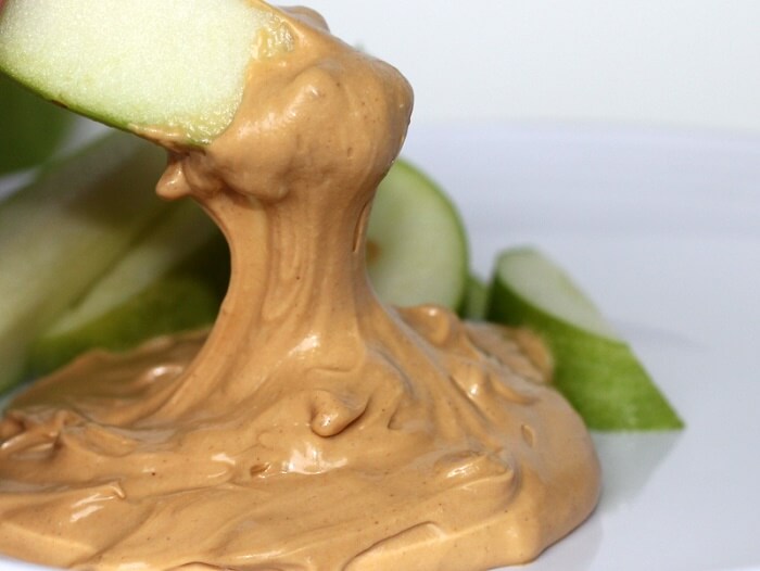 Peanut Butter Apples Served With Grapes