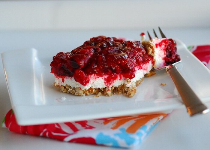 Raspberry Flavored Pretzel Salad