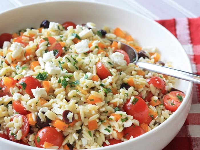Mediterranean Orzo Pasta With Feta Cheese