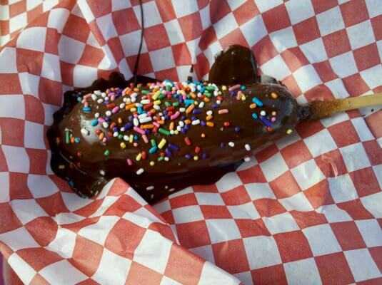 Chocolate-Drenched Corn Dogs Chocolate-Drenched Corn Dogs