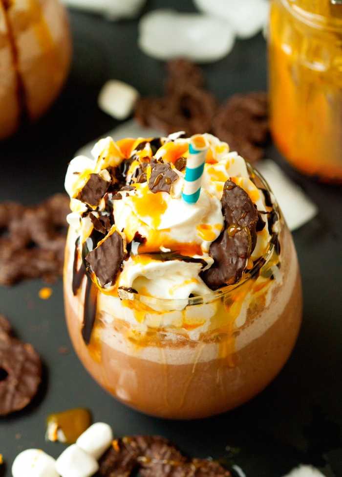 Chocolate-Covered Pretzels in hot chocolate