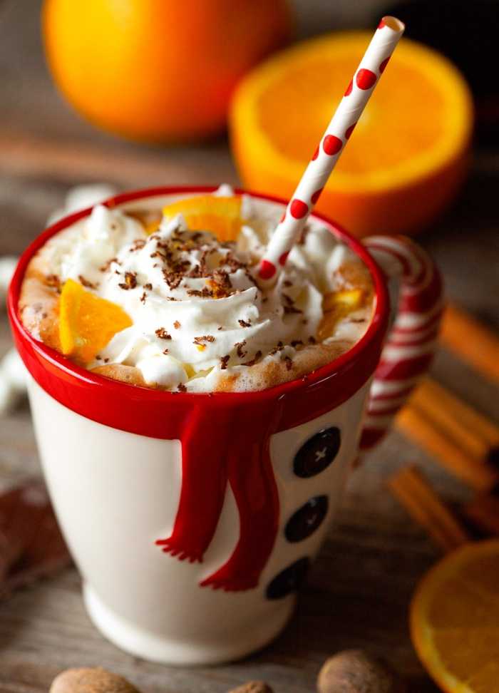 Orange Wedges in hot chocolate