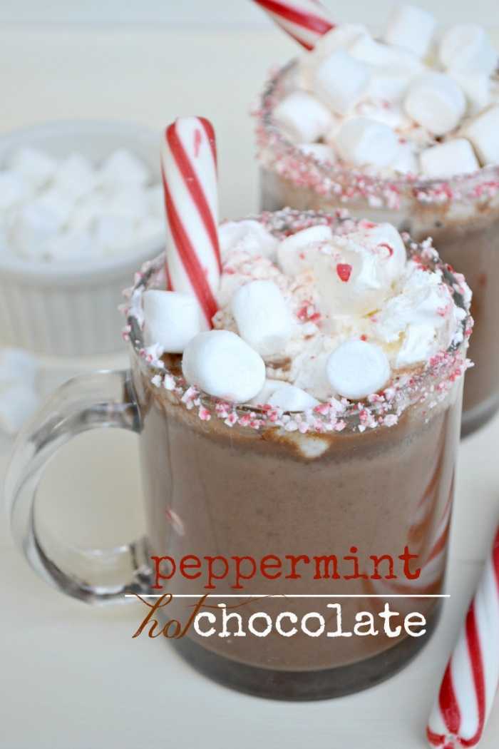 Crushed Candy Canes in hot chocolate