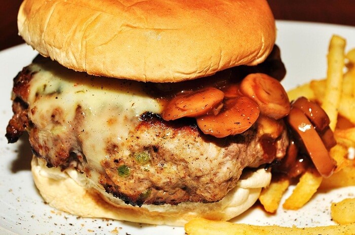 Beef Cheeseburger With Mushroom Sauce