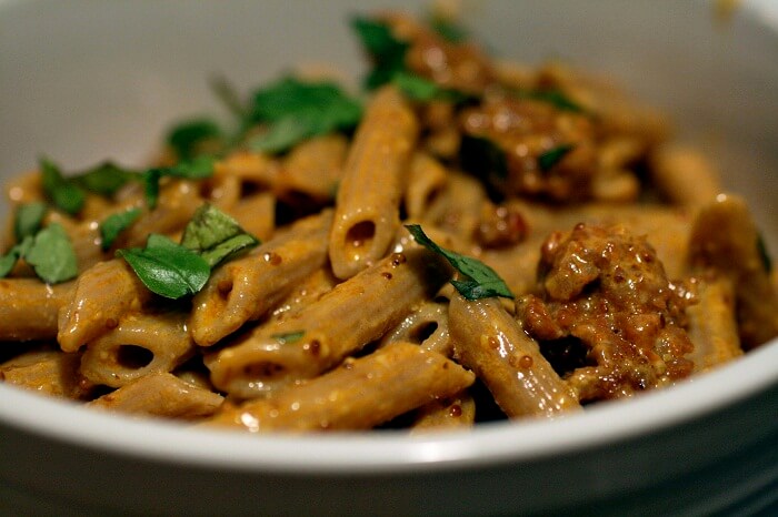Sausage, Basil And Mustard Pasta Sausage, Basil And Mustard Pasta