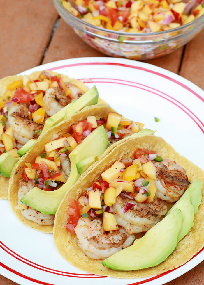 Grilled Shrimp Tacos With Peach Salsa